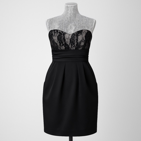 Fab’rik Ruby Rox Black Lace Bodice Strapless LBD with Pockets Size 9 (EUC) - Picture 2 of 15